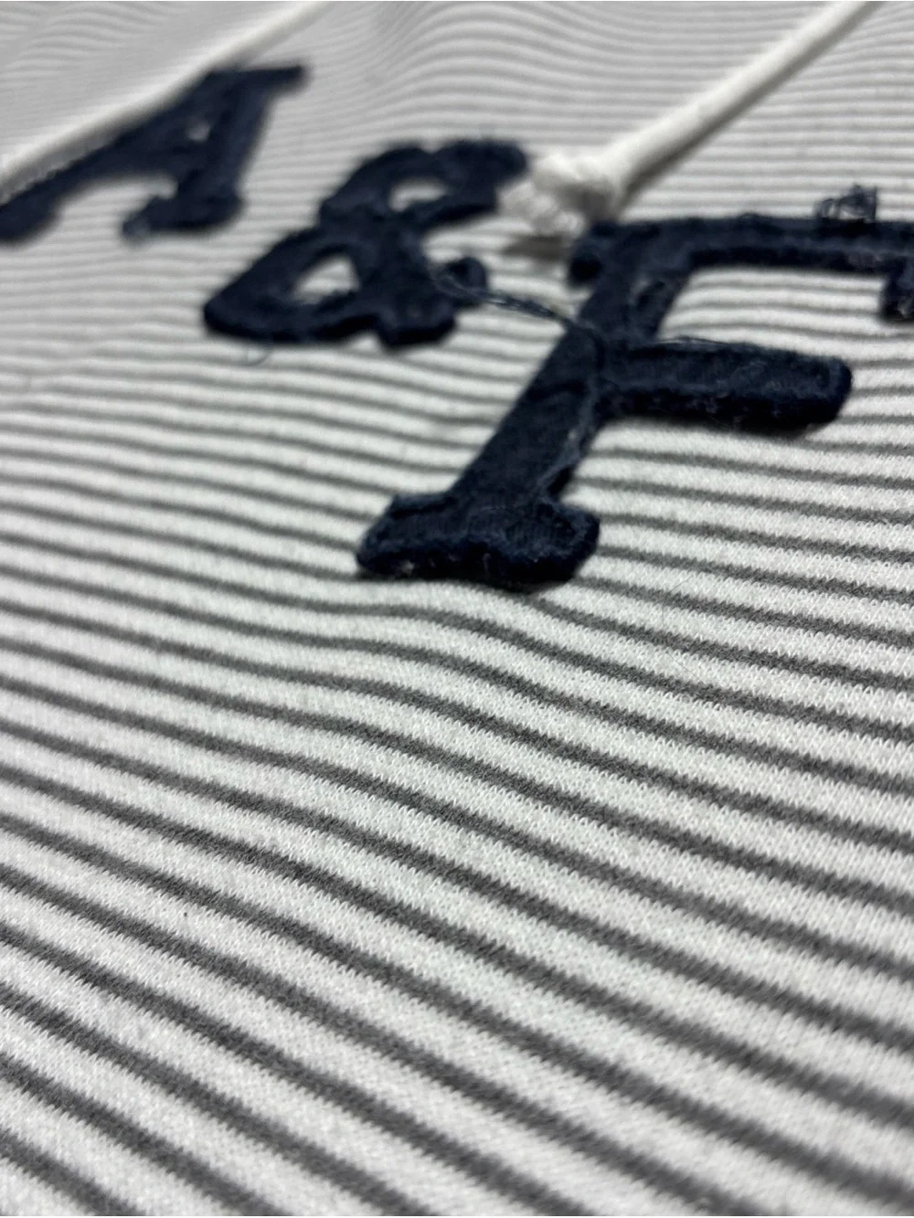 Abercrombie & Fitch Men L Striped Fleece Hoodie A&F Felt Logo Y2K
